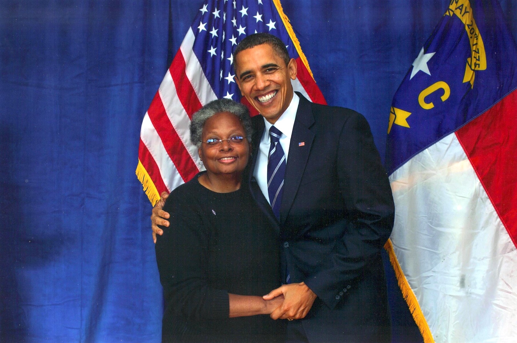 Mandy with President Barack Obama, 2011, North Carolina. Photo Credit: Peter Joseph Souza. Mandy shares: “I was one of the five Obama Pride Co-Chairs for his historic 2008 presidential election win. We organized and mobilized the LGBT vote. I did mine in the South.” Photo courtesy of Mandy Carter.