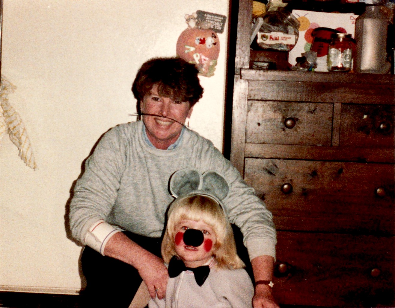 Joan Callahan (Jennifer’s partner) with their son David Crossen, dressed up as a mouse for Halloween, Lexington, KY, 1988.