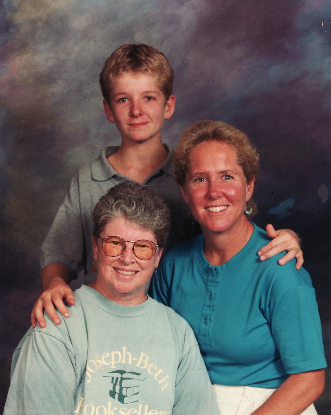 A family portrait of Jennifer Crossen, Joan Callahan (her partner), and David Crossen (her son) in Lexington, KY, 1996.