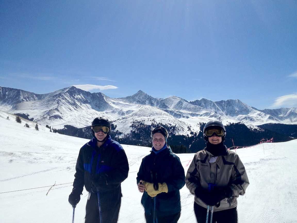 L-R: Julie Crossen (sister), Jeff May (brother-in-law), and Jennifer Crossen in Copper Mountain, CO, 2012.