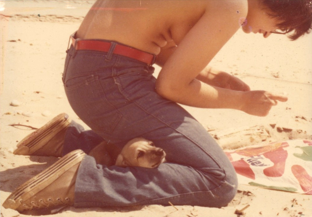 Michela and her puppy Beans on Wainscott Beach, Long Island, NY, 1975. Photo courtesy of Michela Griffo.