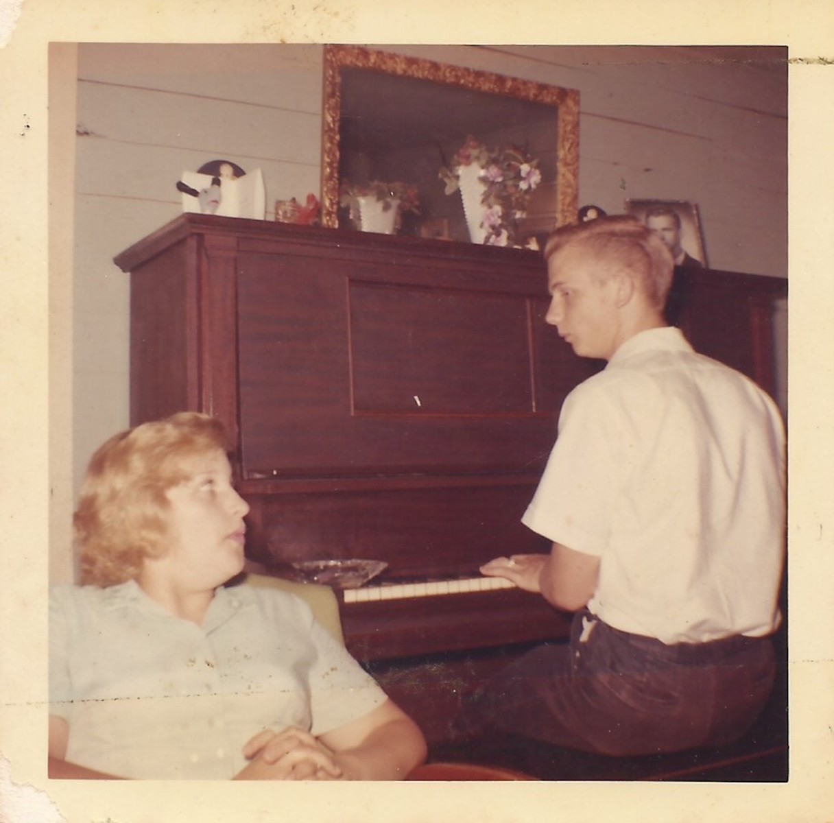 Jack and his aunt Sally Myers playing gospel music. Photo courtesy of Jack Myers. 