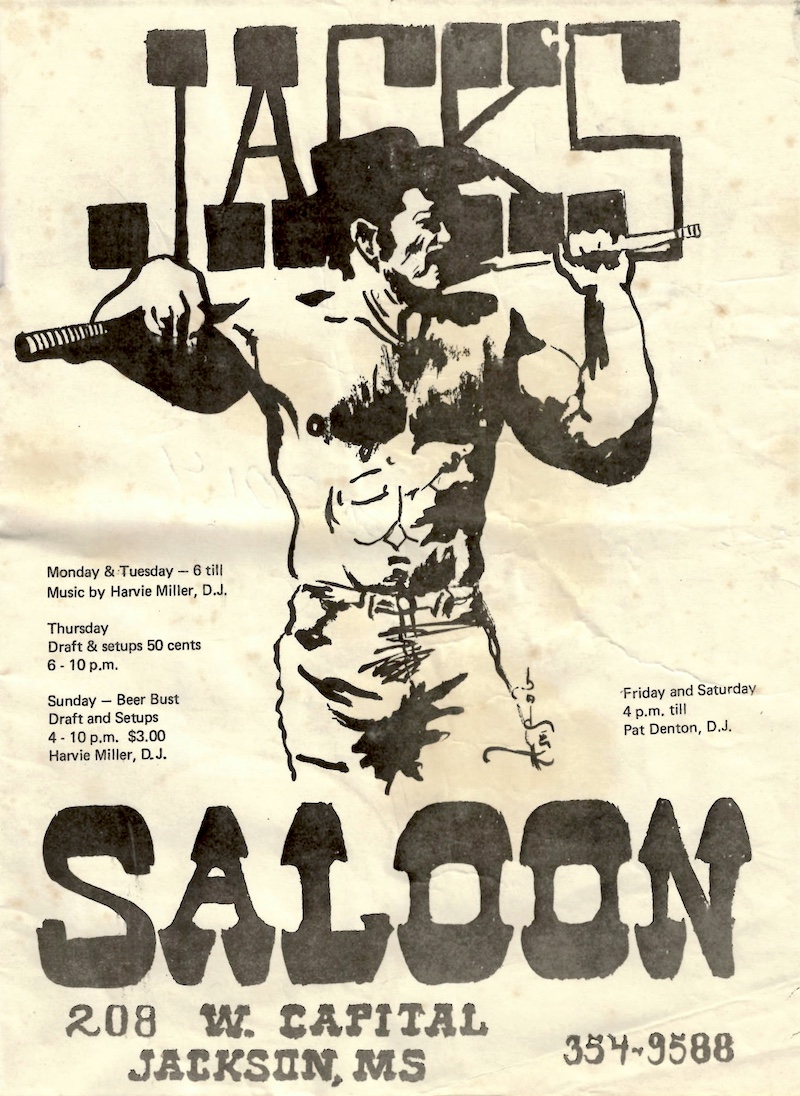 A flyer for Jack’s Saloon in Jackson, MS. Photo courtesy of Jack Myers.