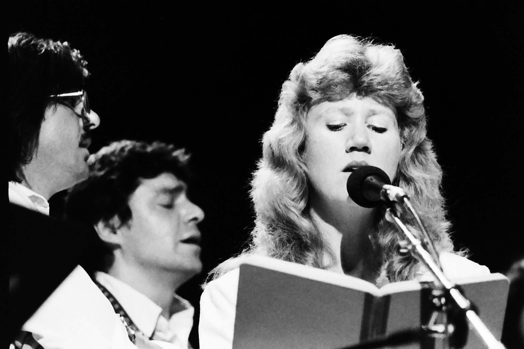 Holly Near and Inti-Illimani performing at the Great American Music Hall, San Francisco, CA, 1984. Photo Credit: J.A. Rubino. Photo courtesy of Holly Near.