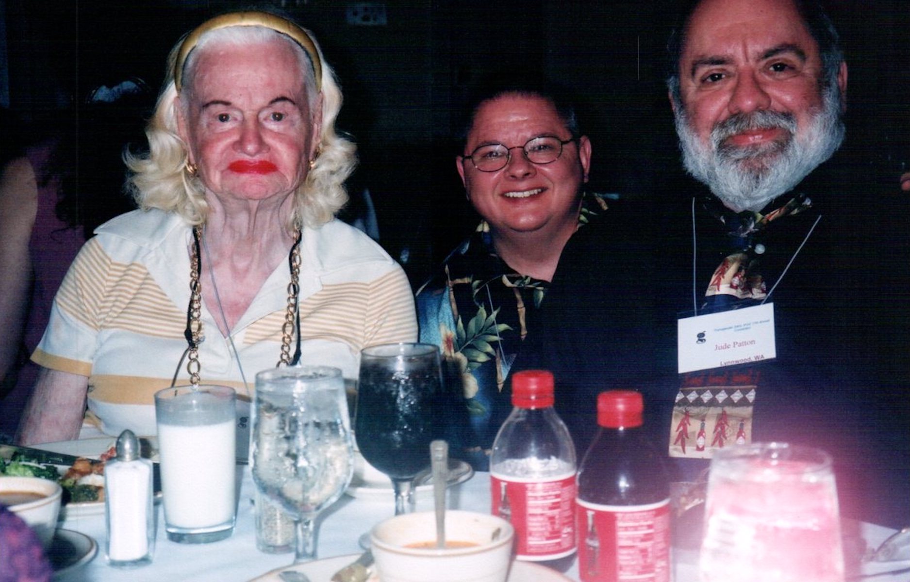 L-R: Virginia Prince, Jude Patton, and Hawk Stone, 2001. Photo courtesy of Jude Patton.