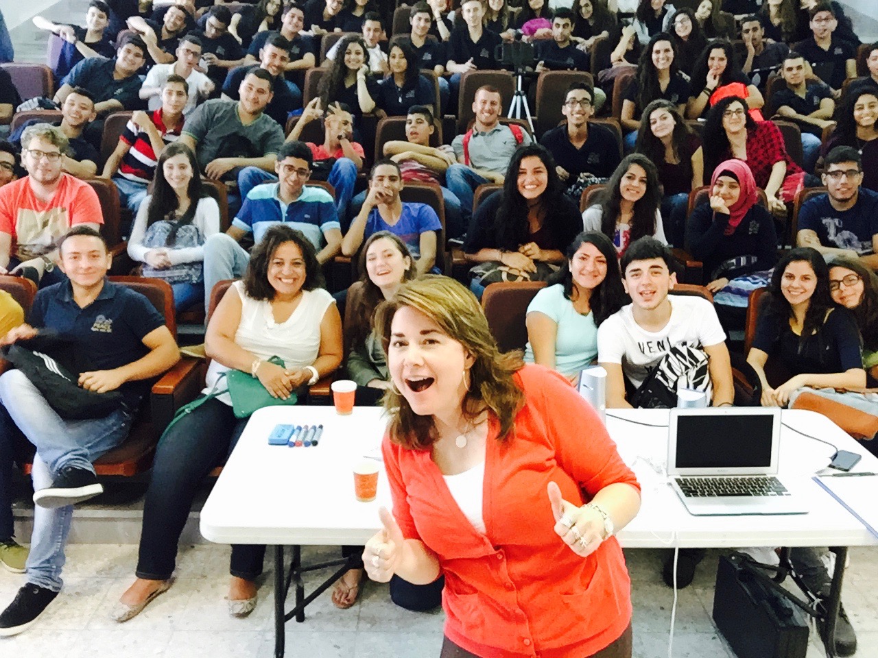 Shanna Peeples, students, and staff at an Israeli high school, Jerusalem, Israel, August 2015. Shanna shares, “This super selfie was taken during my first international trip as an ambassador of U.S. education. The State Department arranged my two-week visit to several countries in the Middle East.” Photo courtesy of Shanna Peeples.