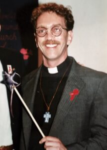 Steve Pieters on a preaching tour “with my fairy wand,” circa 1995.