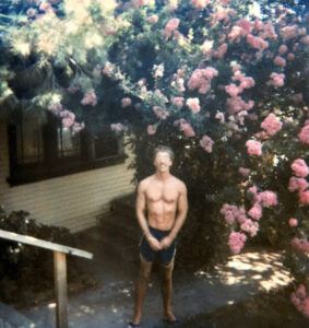 Steve Pieters in front of the cottage where he was first sick with GRID, Los Angeles. The photo was taken shortly after his diagnosis with stage 4 lymphoma, Kaposi’s sarcoma, and AIDS, April 1984. 