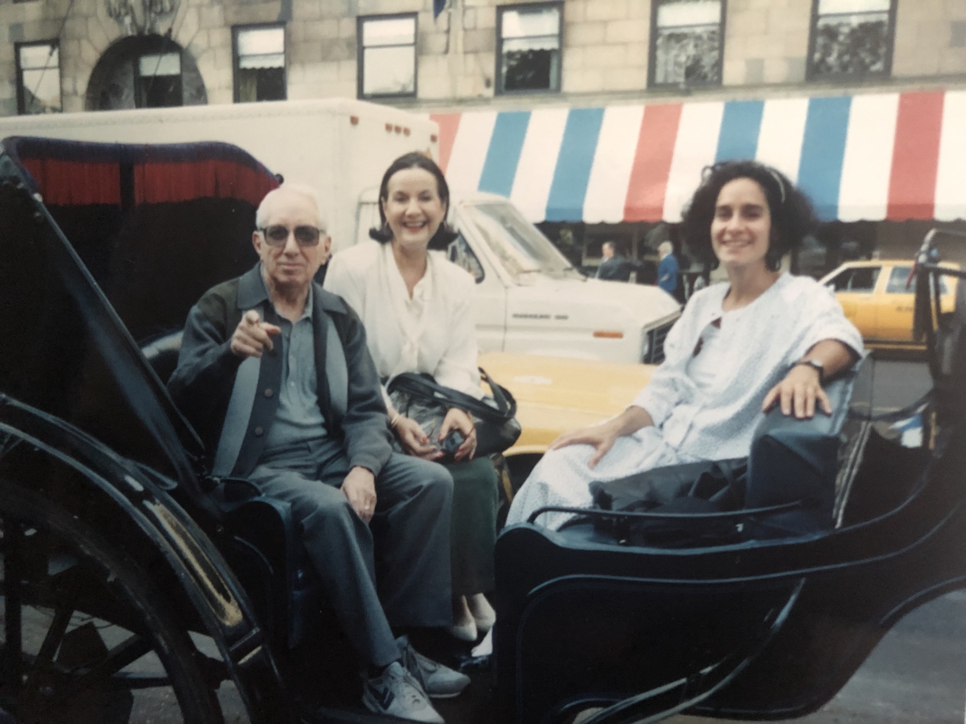 Cheryl Qamar with her parents during their “first out visit”, New York, NY, 1989. She explains, “I had come out when I lived in Boston in 1973, but it wasn’t until I moved to Woodstock, NY in 1989 that my parents finally agreed to meet me and my partner at the time. This is the only photo of us from that seminal trip. They agreed to visit me again in Saugerties, NY in 1993 after I bought my first home with my current wife, but my father died 2 months before.” Photo courtesy of Cheryl Qamar.