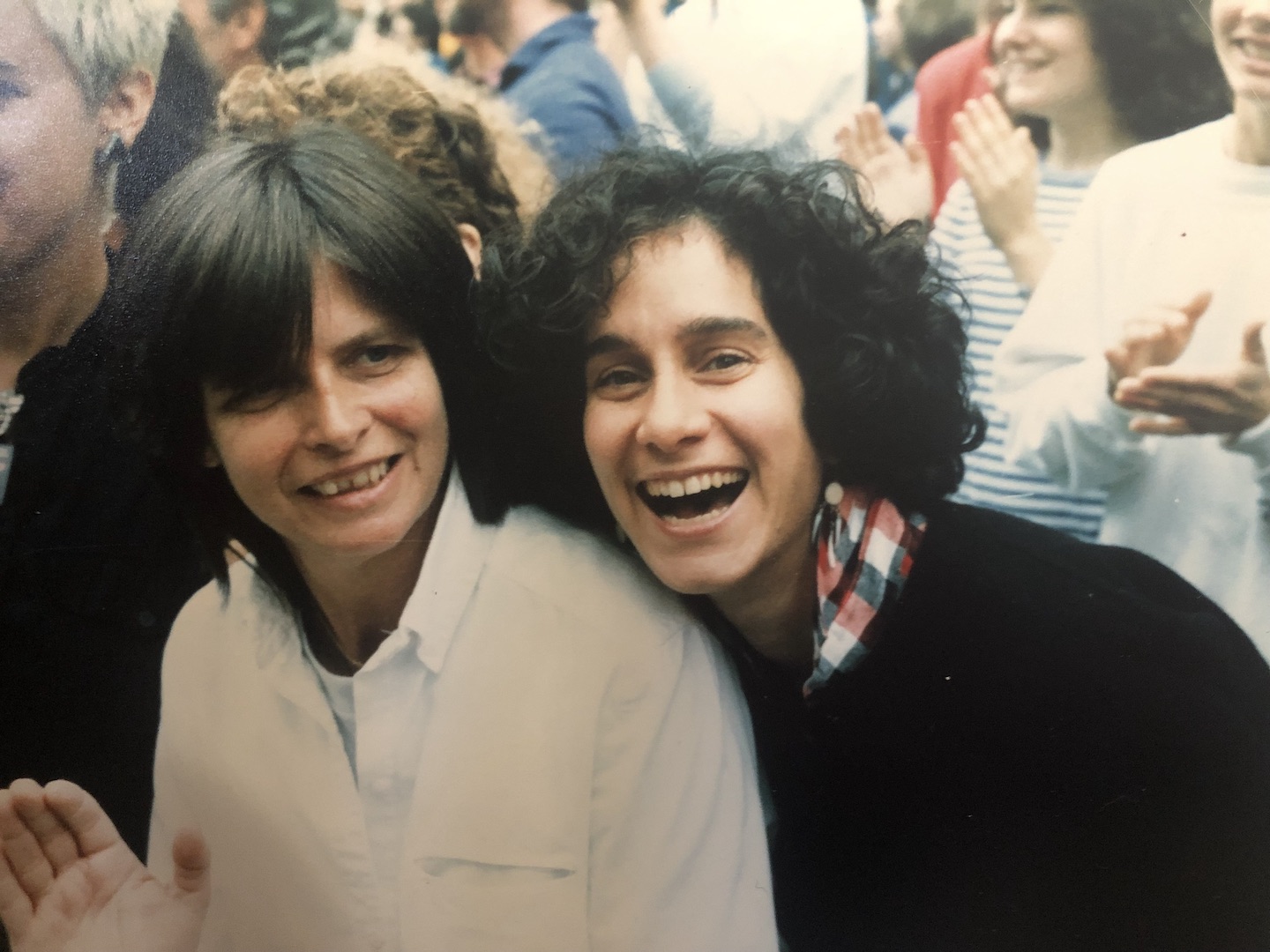 Cheryl Qamar and her lover Liz Hjeltness at Gay Pride, Washington, DC, 1978. Cheryl shares, “This was my second serious lesbian relationship. We met and lived in Boston.” Photo courtesy of Cheryl Qamar. 