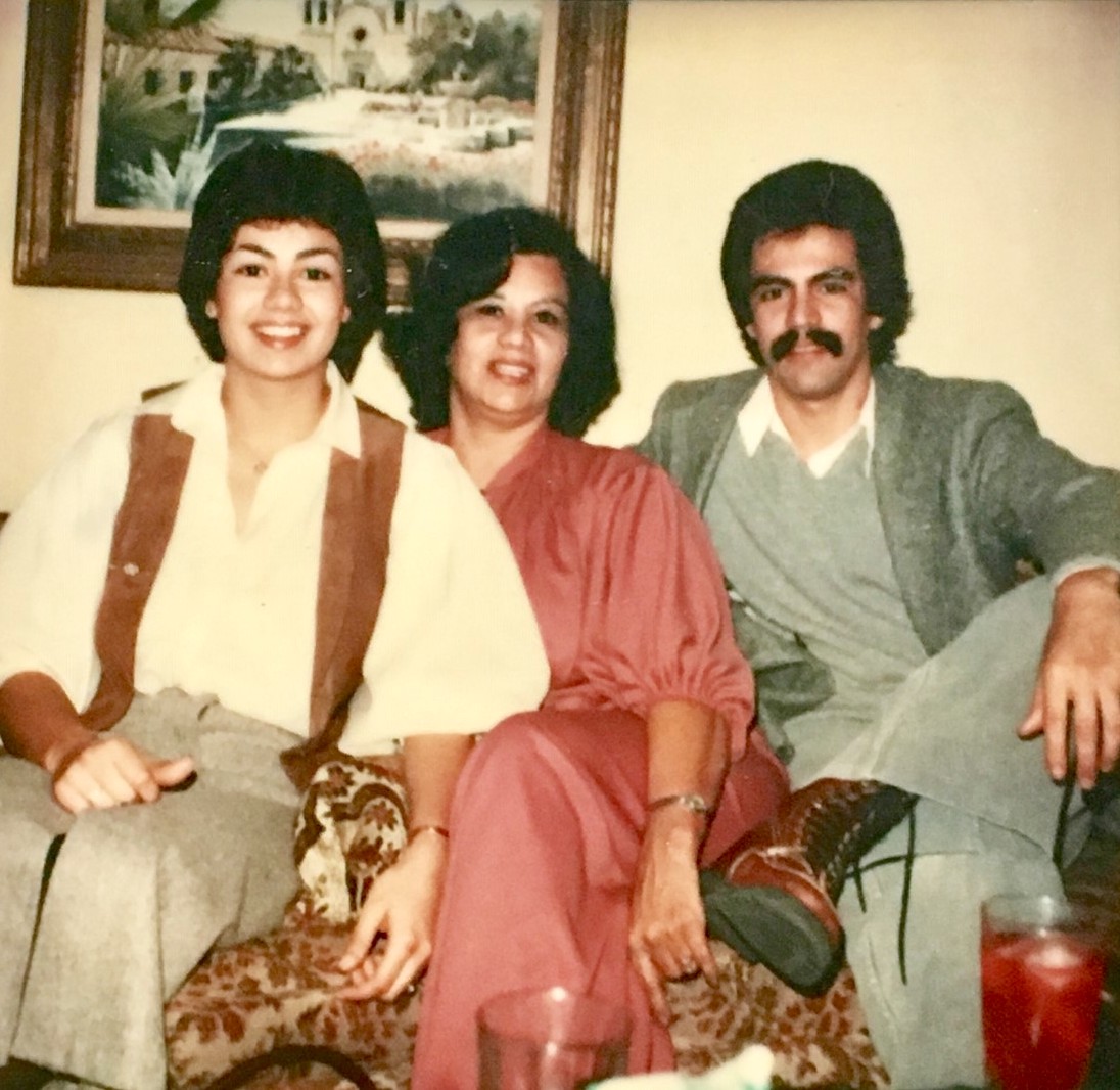 (L-R): Linda Terrill (Joey’s sister), Inez Terrill (Joey’s mother), and Joey Terrill on Thanksgiving, 1977.