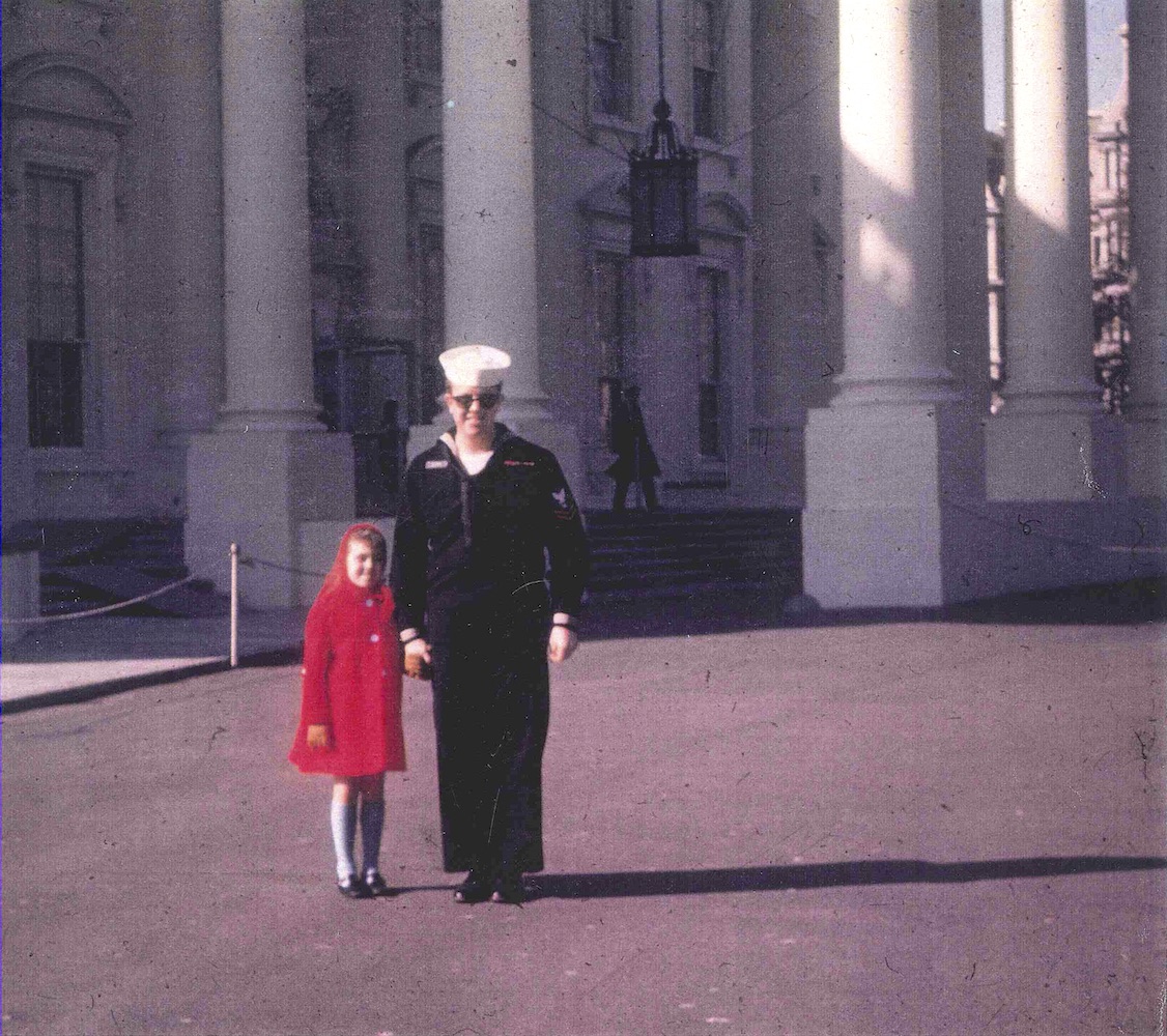 Jean-Nickolaus and his niece Mickey in front of the White House, during the Nixon era and his studies in Washington, DC, 1969. Photo courtesy of Jean Tretter.