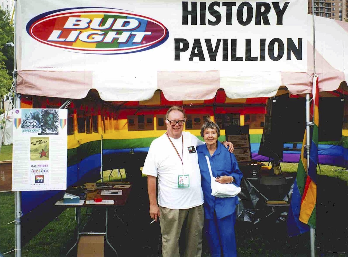 Jean-Nickolaus Tretter and Pat(ricia) Barnhart, the mother of Jim Chalgrew, on Pride Day, June 24, 2001. Photo courtesy of Jean Tretter.