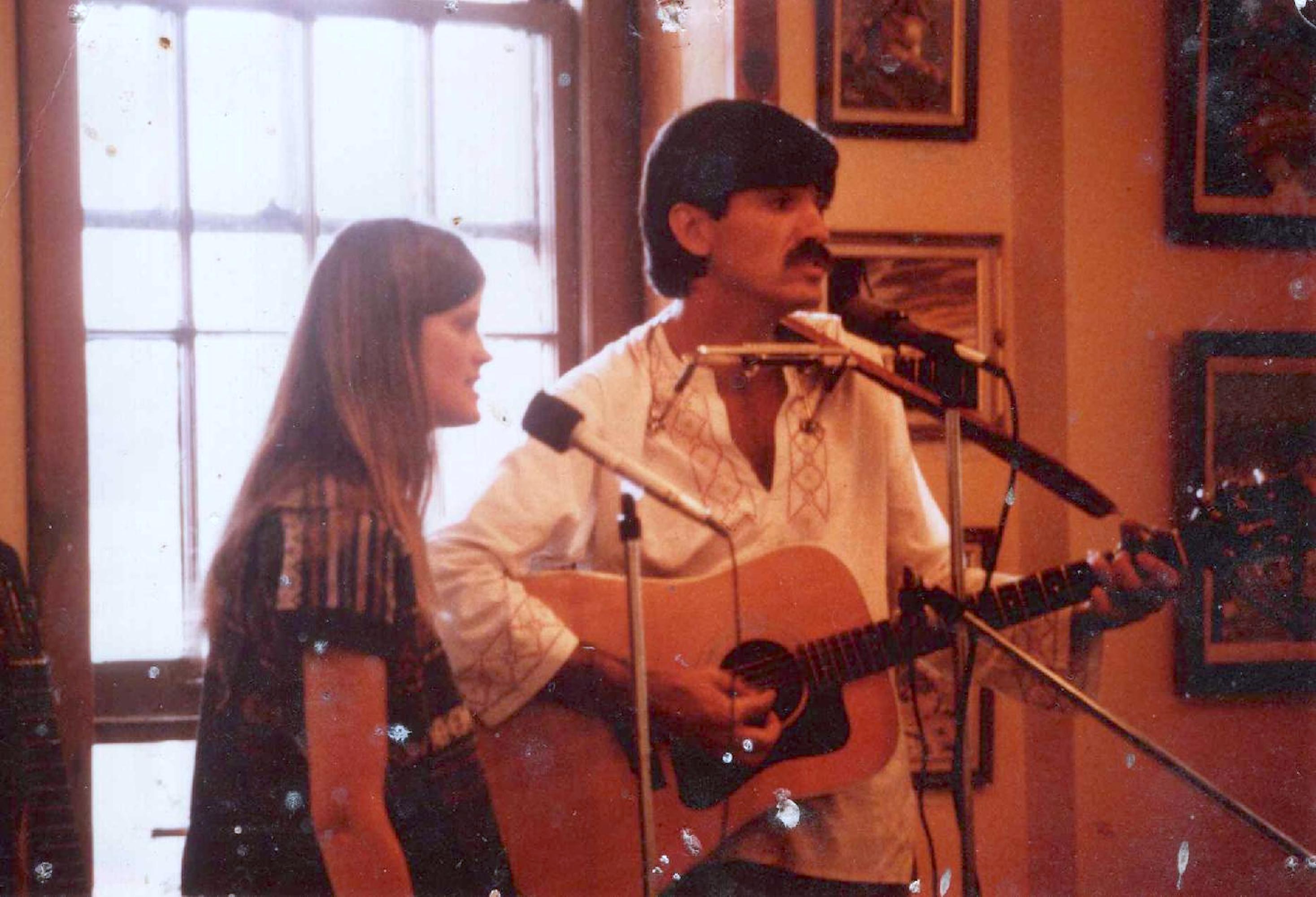 Ron Vanscoyk and Laurel performing music, 1988.