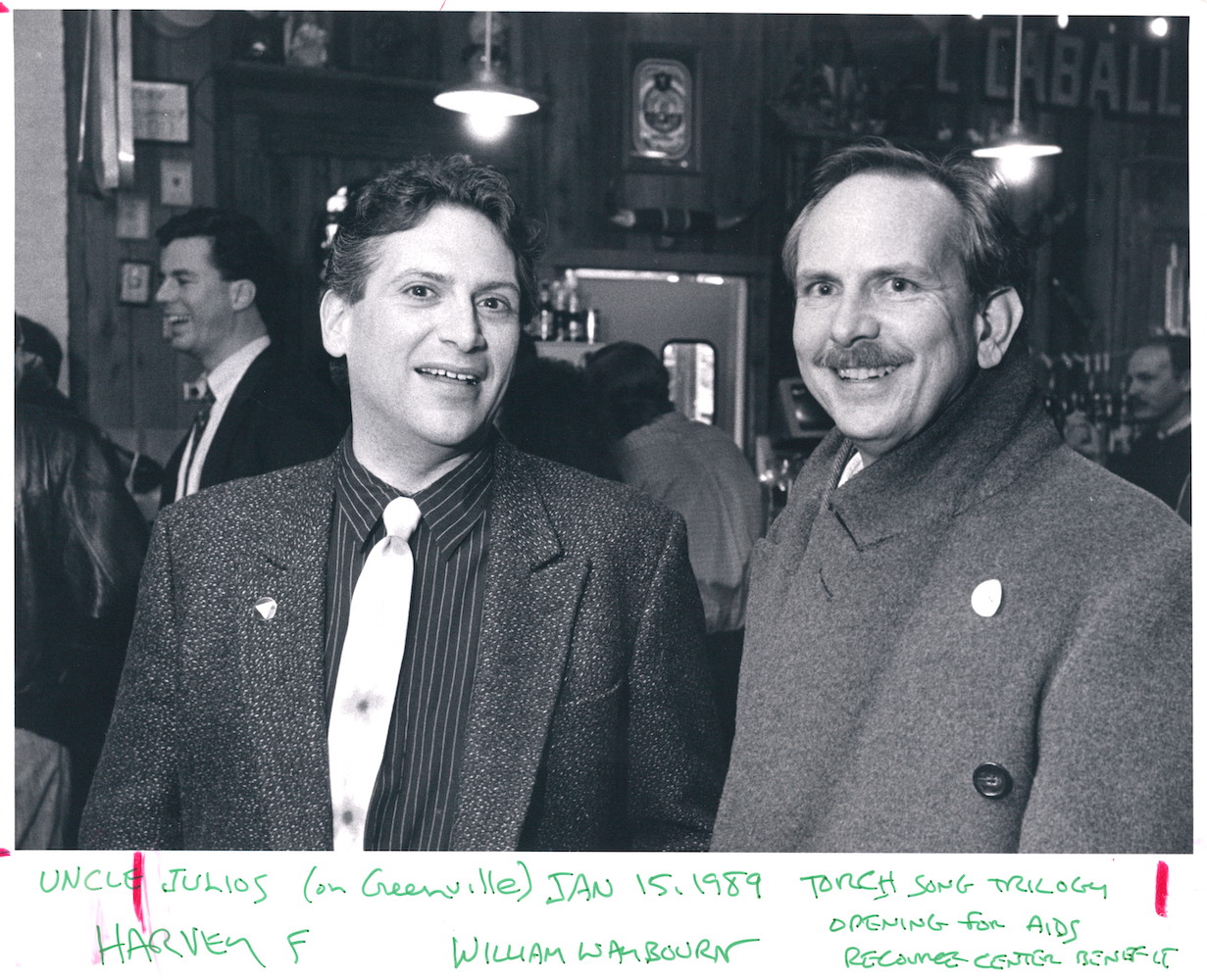 William Waybourn and Harvey Fierstein, Dallas, TX, circa 1988. William shares, “Harvey came to Dallas to support us after Judge Jack Hampton gave a murderer a lighter sentence because he 