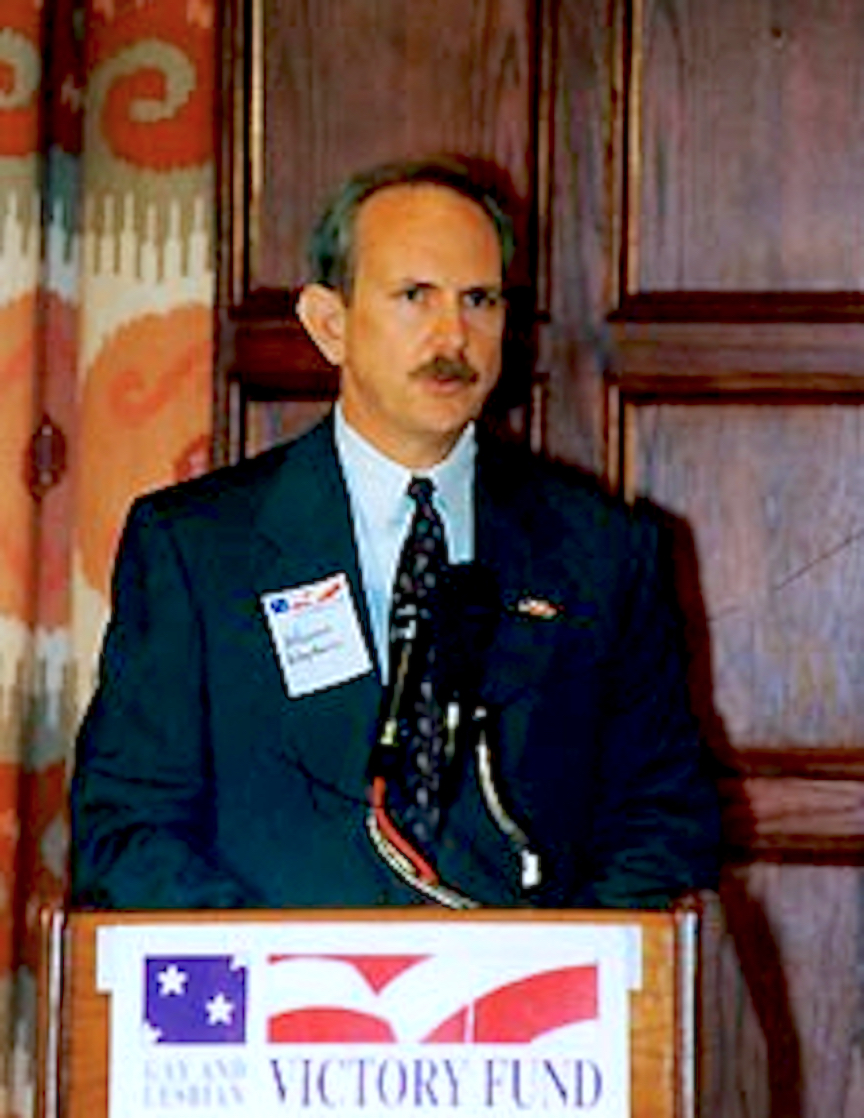 William Waybourn addressing a Victory Fund event, circa 1994. Photo courtesy of William Waybourn.