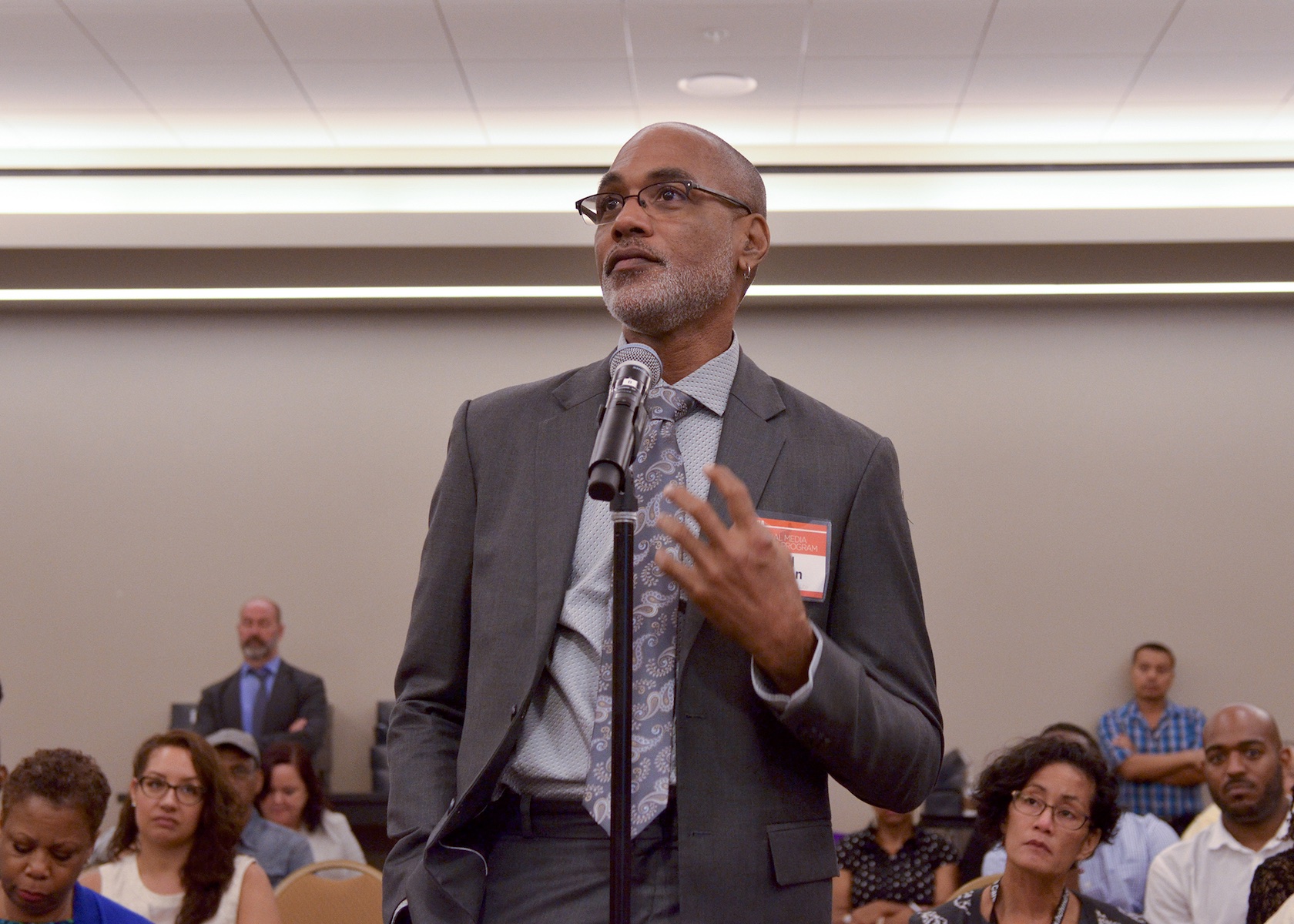 Phill Wilson, the executive director of Black AIDS Institute, asks a question during the Institute's annual PrEP Summit in Washington, D.C. (Freddie Allen/BAI)
