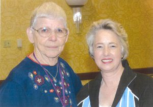 Arden Eversmeyer with Mayor Annise Parker at “Celebrating our Lesbian Legacies” event at the Old Lesbian Oral History Project Symposium, 2013.