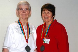 Arden Eversmeyer (age 86) with Marion Coleman (age 81) as two of three Honorary Grand Marshals for the 2017 Pride Parade, Houston, TX.