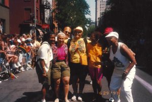 The Salsa Soul Sisters at the Gay Pride March, New York NY, June 29th, 1997. Photo courtesy of Cassandra Grant.