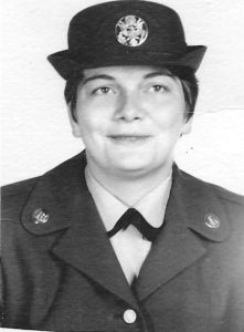 An induction portrait of Charlotte Wilson, Fort McClellan, AL, 1969. This was during the Women’s Army Corp (WAC)’s basic training.