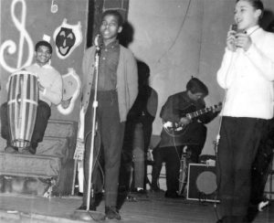 Singing contest at Manhattan Boys & Girls Club with Cliff Arnesen and his singing partner, Stanley, from the Floyd Patterson House for Boys, 1963.