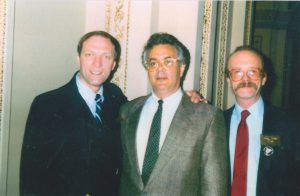 Cliff Arnesen with Congressman Barney Frank and gay veteran Bill Lake, First Officer of the Los Angeles-based Veterans Council for Rights and Equality, in Washington D.C., May 1990.