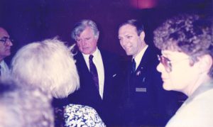 Senator Ted Kennedy, Cliff Arnesen, and Miriam Ben-Shalom at the William Joiner Center Congressional Conference on the Concerns of Veterans in Washington D.C. on May 16, 1990.
