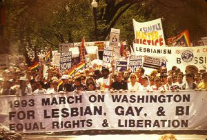 Grethe Cammermeyer (6th from the left) at the March on Washington for Lesbian, Gay, and Bi Equal Rights and Liberation, 1993, Washington, D.C.