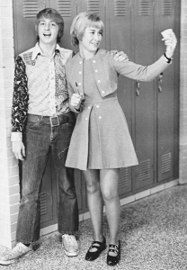 David Bohnett with French teacher Kay Barber, Brookfield Central High School, early 1970s, Brookfield, WI.