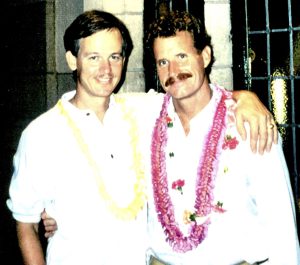 David McEwan and Reverend Chris Glasser, a close friend and author on LGBT and religious issues, visiting St. Andrews Cathedral in Honolulu, HI, ~1991-92. Photo courtesy of David McEwan.