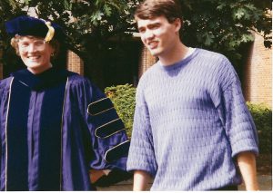 Grethe Cammermeyer at her PhD graduation with Matt, 1991.