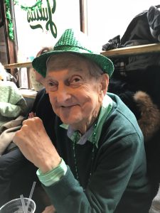 Dick Leitsch celebrating St. Patrick’s Day at Julius’ Bar on March 17, 2018, New York, NY.
