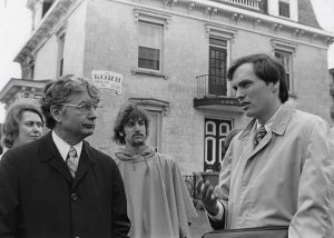 Dick Wagner (left) speaks to Gov. Pat Lucey about historic structures during Wisconsin's first observance of Historic Preservation Week in 1974.