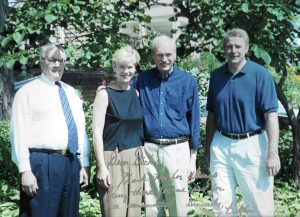 Dick Wagner (second from right) with (L-R) Congress members Barney Frank, Tammy Baldwin, and Tom Barrett at a fundraiser in Dick’s backyard.