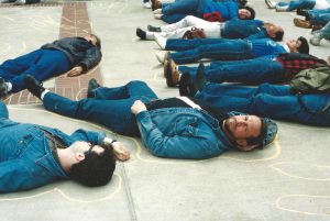 Doc Duhon participates in an AIDS Activist March and Die-in, May 1988, Sacramento, CA.