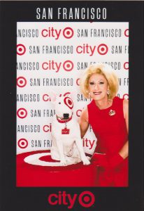 Donna photographed with Target mascot. Photo courtesy of Donna Sachet.