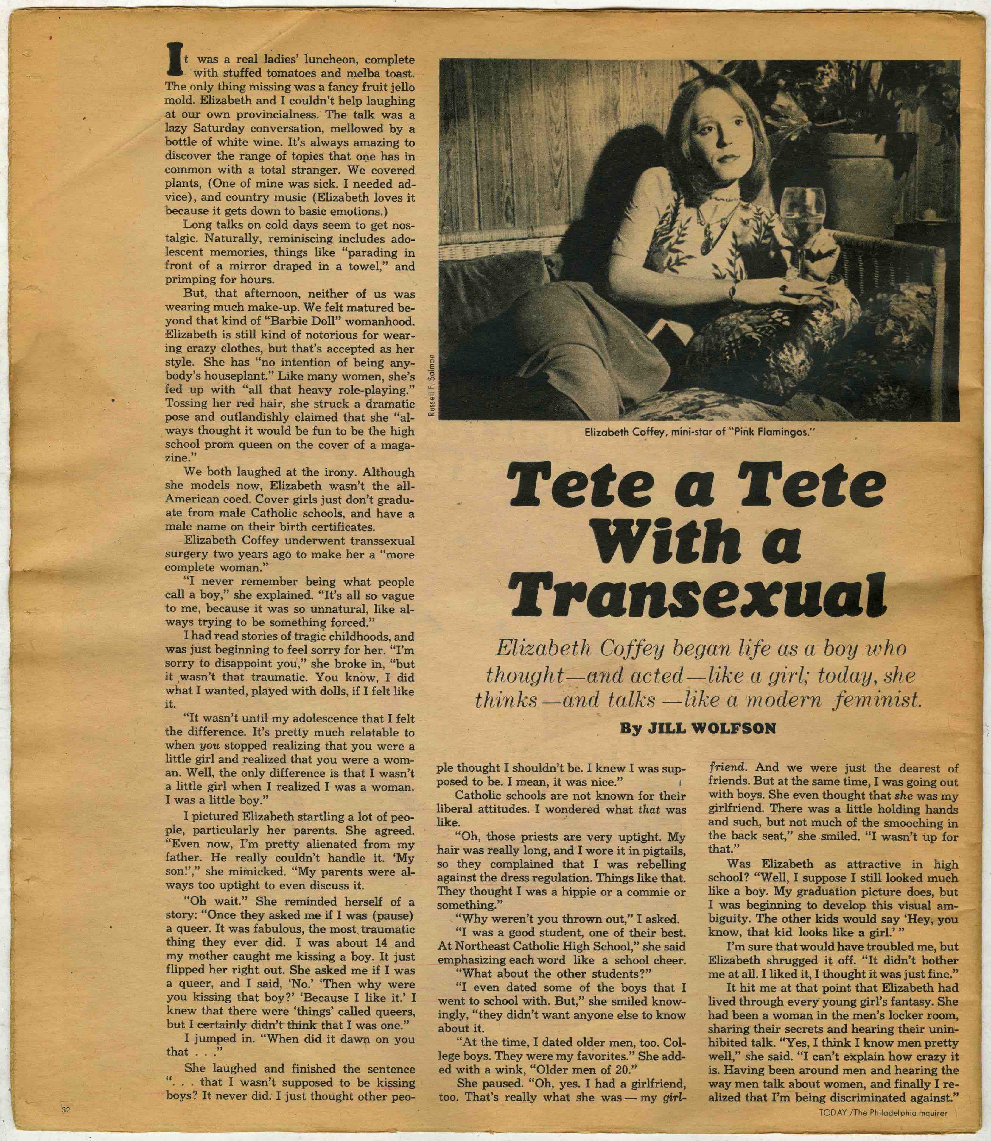 Philadelphia Inquirer profile of Elizabeth Coffey, 1973.