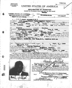U.S. Declaration of Naturalization form of Eric Julber’s father, Ovady Joulbert, a professional classical viola player who immigrated from the Ukraine.