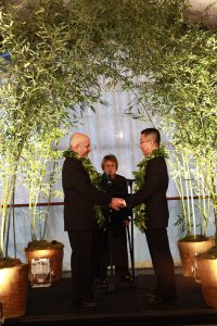 Evan marries Cheng under the wedding chuppah, October 15, 2011.