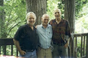 Franklin Abbott with poet Edward Field (middle) and psychologist Gus Kaufman (right) at Gus’ home, 2008, Atlanta, GA.