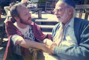 Franklin Abbott and James Broughton (R) at the 2nd Gay Spirit Visions Conference, 1991, Highlands, NC. James Broughton was not only well known filmmaker and poet and keynote for the conference but one of the elder radical faeries and was Franklin Abbott’s mentor in poetry.