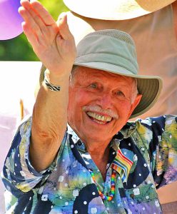 At the age of 76, Gary “Buz” Hermes partakes in a July 4th parade where he was cheered on and celebrated for being a LGBT Senior, 2015, Sonoma, CA.