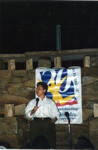 Honey Ward at the 20th anniversary of The Experience workshops, 1998, Santa Fe, NM. 