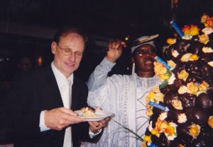James Credle (right) and husband, Janherman Veenker, at their marriage reception in Amsterdam, Netherlands, December 30, 2003. Janherman died on November 15, 2005.