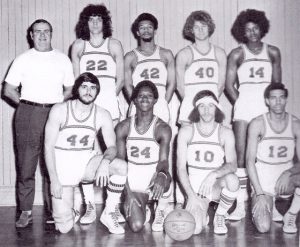 James Credle (front, second from left) with Coach Senko and Rutgers Newark Basketball Team, May 1972. James was one of his team’s leading scorers, averaging 10.6 point per game. To James’ left is his first lover, Nick Caprola.