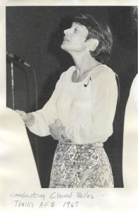 Jan Edwards conducting the Officers' Wives Choral group, Choral Belles, 1967.