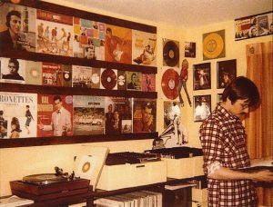 JD Doyle in the record room, 1977, Rochester, NY.