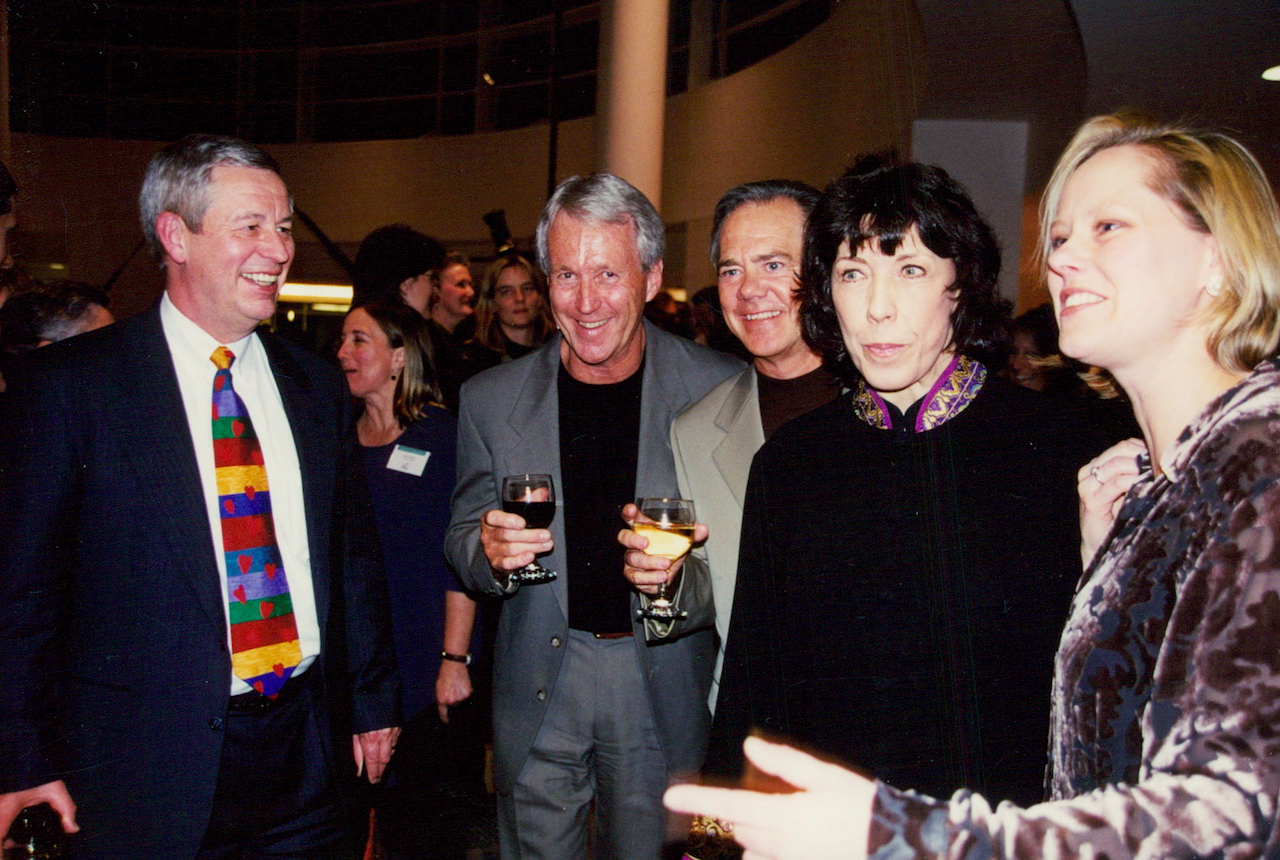 John Grisby and Jim Vegner with Lily Tomlin at an equity benefit.