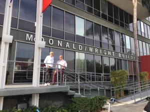L-R: Rob Wright and John McDonald at the McDonald/Wright Building of Los Angeles LGBT Center, Los Angeles, CA.